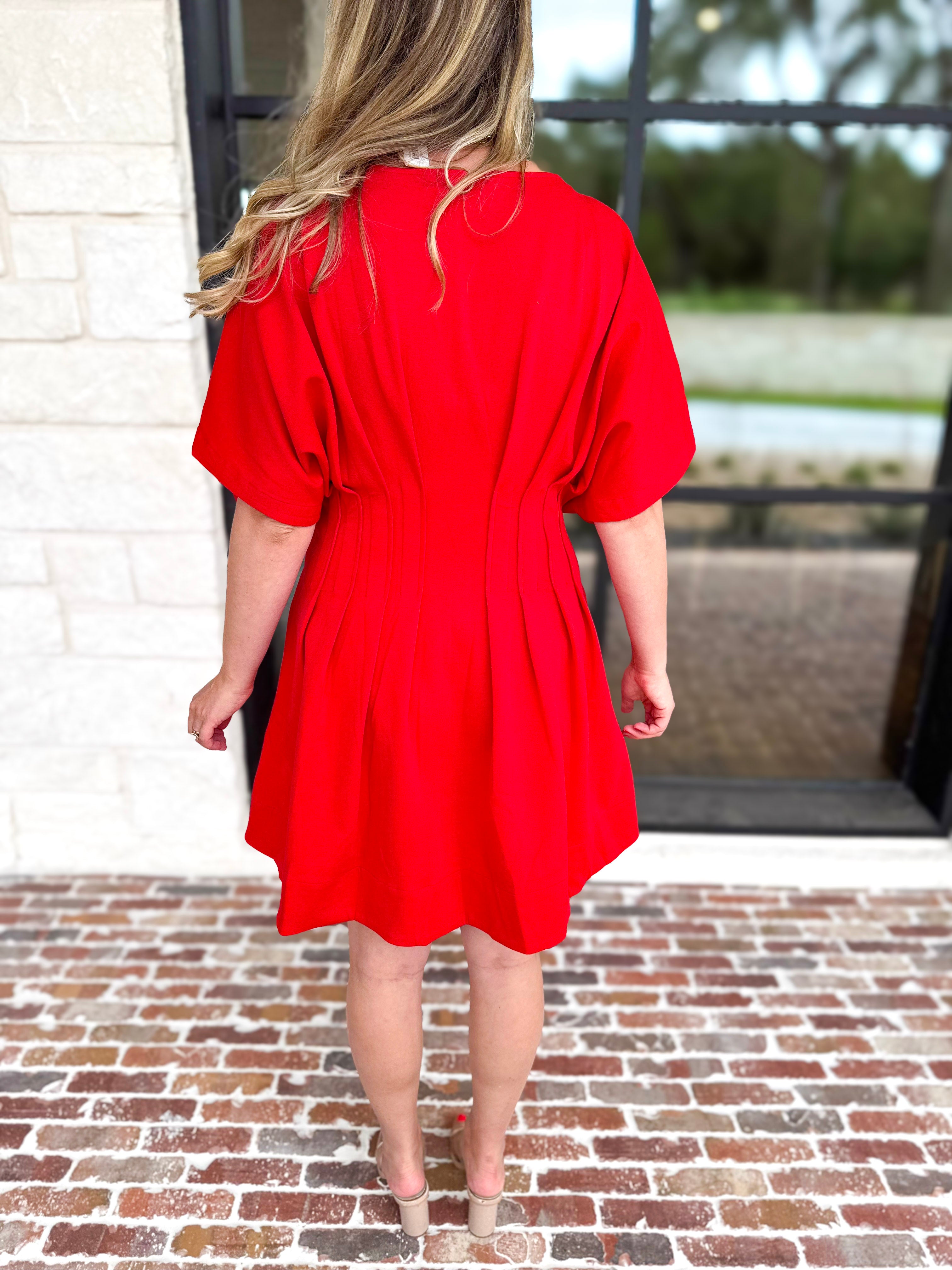 Elevated Chic Red Mini Dress-510 Mini-ENTRO-July & June Women's Fashion Boutique Located in San Antonio, Texas