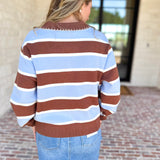 The Stevie Striped Cozy Sweater-230 Sweaters/Cardis-SKIES ARE BLUE-July & June Women's Fashion Boutique Located in San Antonio, Texas