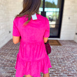 Mary Square - Soft Suede Mini Dress - Hot Pink-510 Mini-MARY SQUARE-July & June Women's Fashion Boutique Located in San Antonio, Texas