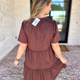 Mary Square - Soft Suede Mini Dress - Coffee-510 Mini-MARY SQUARE-July & June Women's Fashion Boutique Located in San Antonio, Texas
