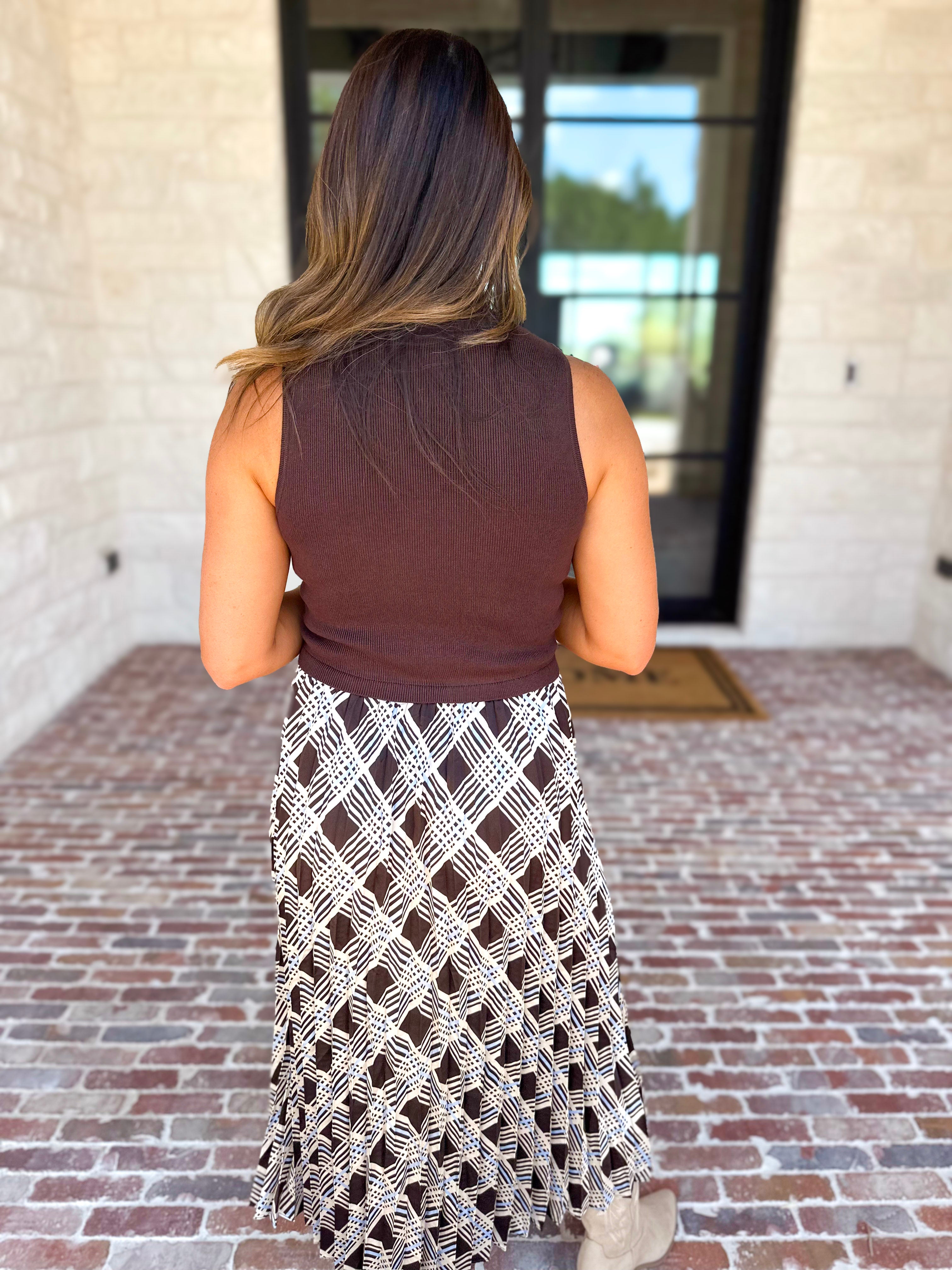 Cocoa Sky Texture Contrast Midi Dress-500 Midi-SKIES ARE BLUE-July & June Women's Fashion Boutique Located in San Antonio, Texas