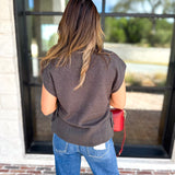 Liverpool - V-Neck Cinch Knit Top - Charcoal-230 Sweaters/Cardis-LIVERPOOL JEANS COMPANY-July & June Women's Fashion Boutique Located in San Antonio, Texas