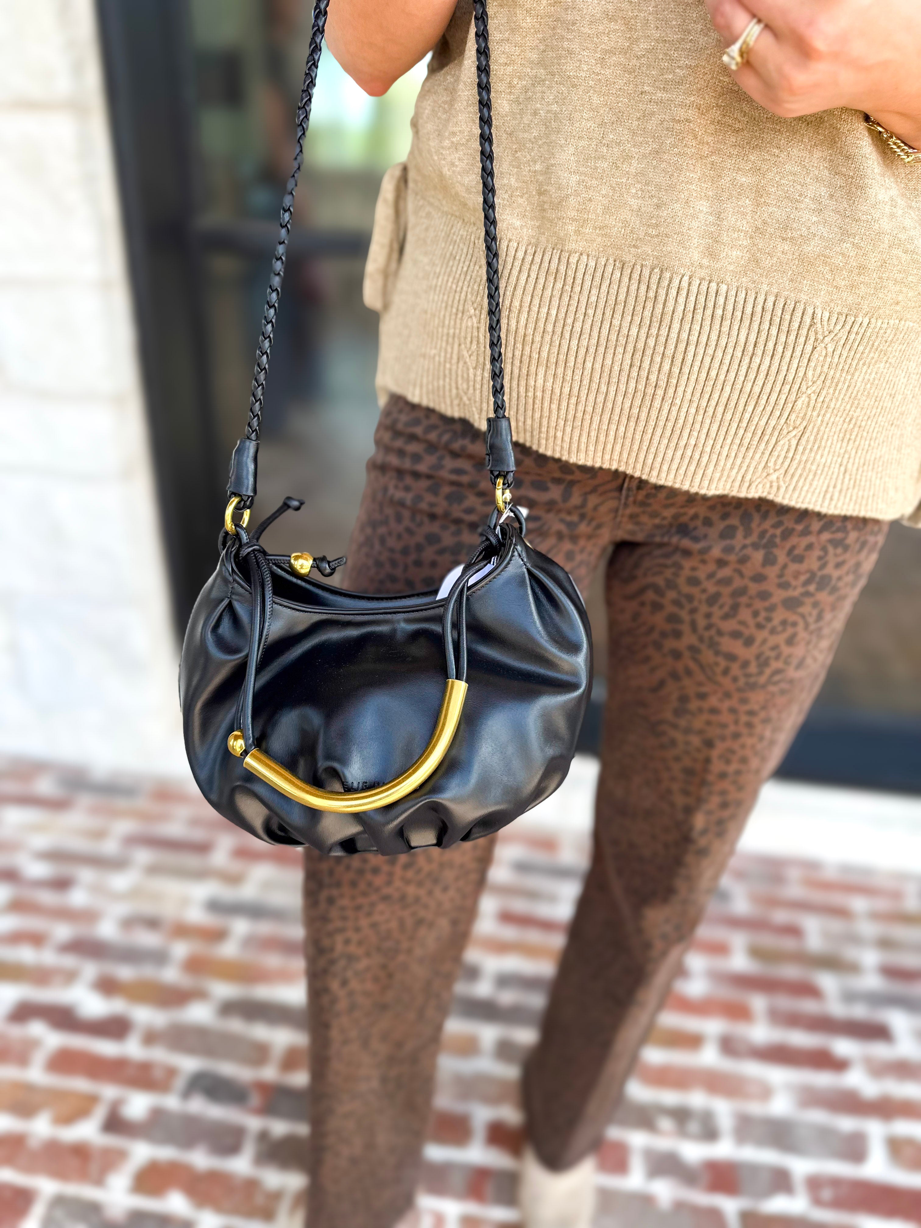 Dottie Gold Top Handle Bag - Black-130 Accessories-MELIE BIANCO-July & June Women's Fashion Boutique Located in San Antonio, Texas