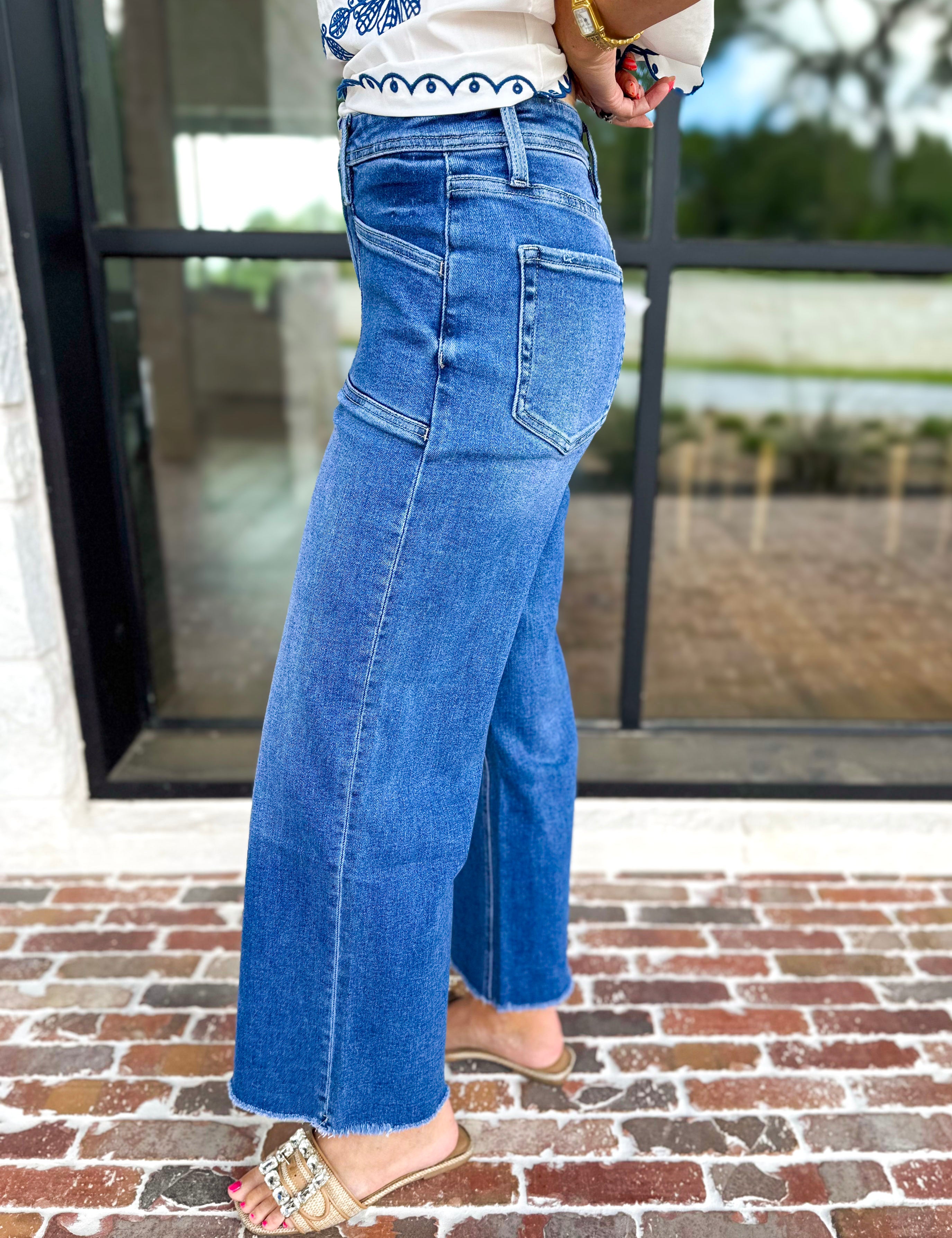 Vervet - High Rise Crop Wide Leg Jeans-400 Pants-VEVERT BY FLYING MONKEY-July & June Women's Fashion Boutique Located in San Antonio, Texas