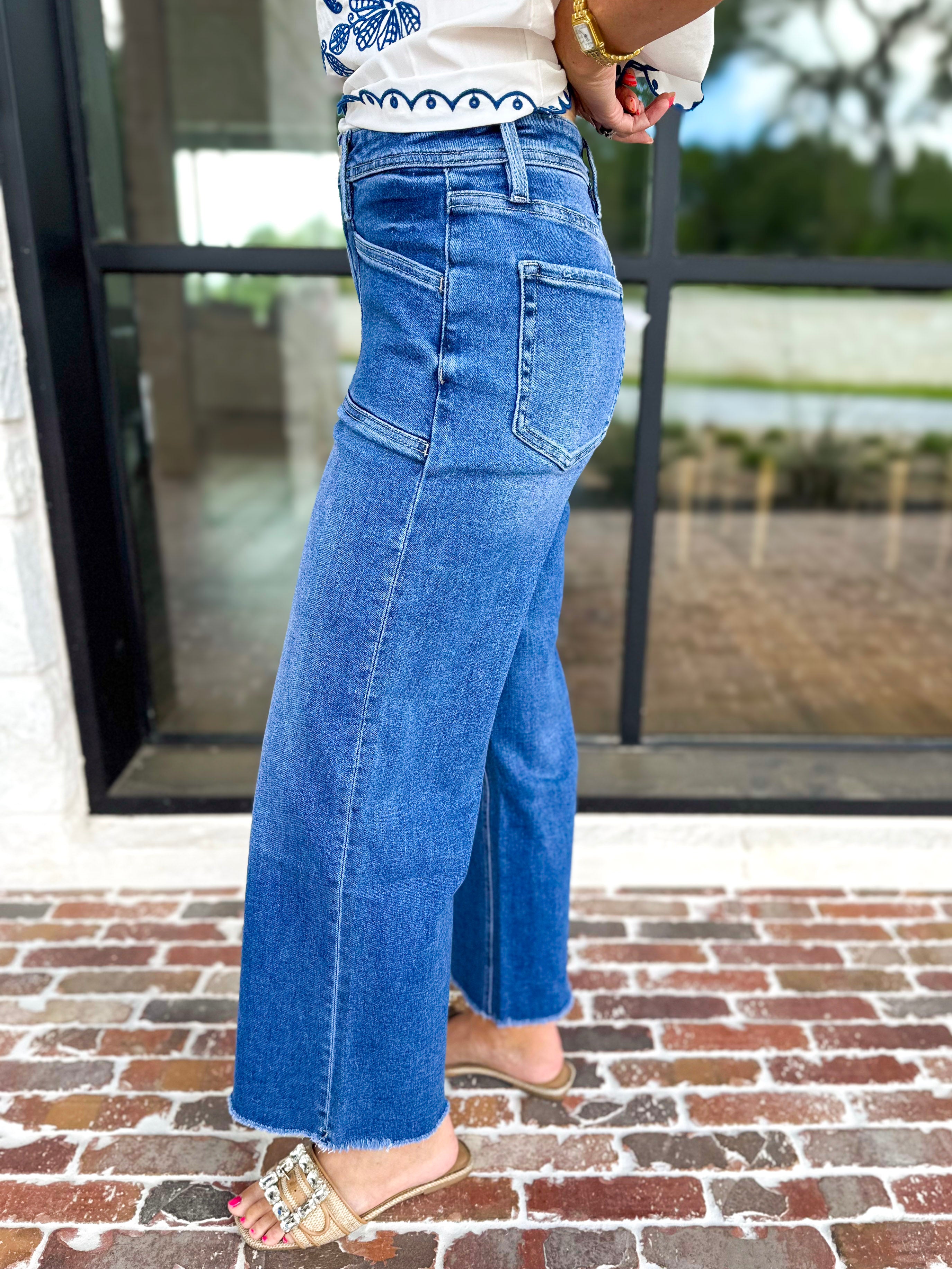 Vervet - High Rise Crop Wide Leg Jeans-400 Pants-VEVERT BY FLYING MONKEY-July & June Women's Fashion Boutique Located in San Antonio, Texas