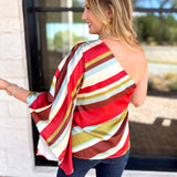 Color Rush One Shoulder Blouse-200 Fashion Blouses-TCEC-July & June Women's Fashion Boutique Located in San Antonio, Texas