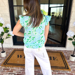Mary Square - Lydia Trellis Tiles Blouse - Blue-200 Fashion Blouses-MARY SQUARE-July & June Women's Fashion Boutique Located in San Antonio, Texas