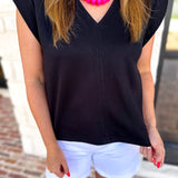Casual Staples V-Neck Top - Black-210 Casual Blouses-ENTRO-July & June Women's Fashion Boutique Located in San Antonio, Texas