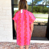 THML - Bold Floral Shift Mini Dress - Pink-510 Mini-THML-July & June Women's Fashion Boutique Located in San Antonio, Texas