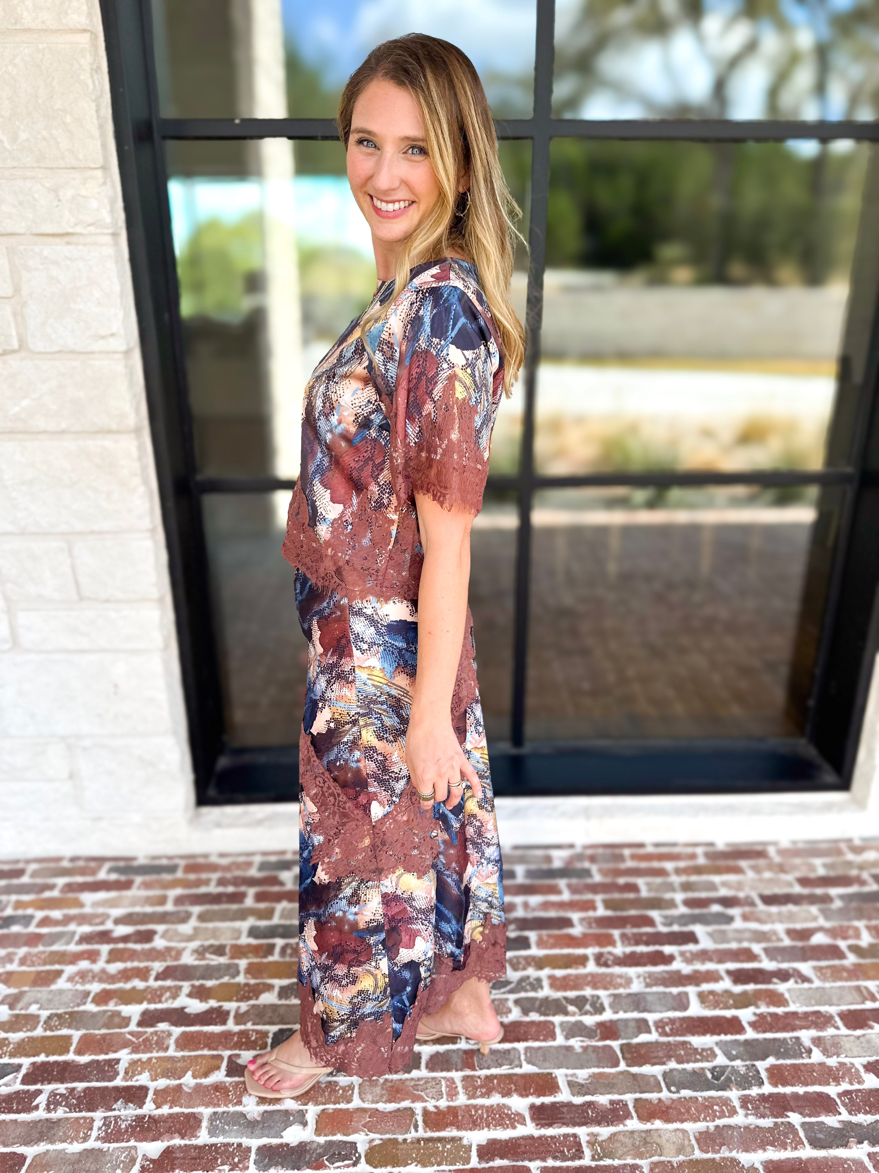 Sandstorm Lace Detail Midi Skirt-410 Shorts/Skirts-TCEC-July & June Women's Fashion Boutique Located in San Antonio, Texas