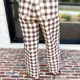 Mocha Cream Checkered Pants-400 Pants-ENTRO-July & June Women's Fashion Boutique Located in San Antonio, Texas