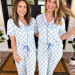 Mary Square - Sweet Blue Lattice PJ Set-300 Athleisure/Lounge-MARY SQUARE-July & June Women's Fashion Boutique Located in San Antonio, Texas