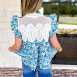 Floral Fields Lace Blouse-200 Fashion Blouses-FATE-July & June Women's Fashion Boutique Located in San Antonio, Texas