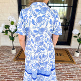 Mary Square - Porcelain Vines Midi Dress-500 Midi-MARY SQUARE-July & June Women's Fashion Boutique Located in San Antonio, Texas