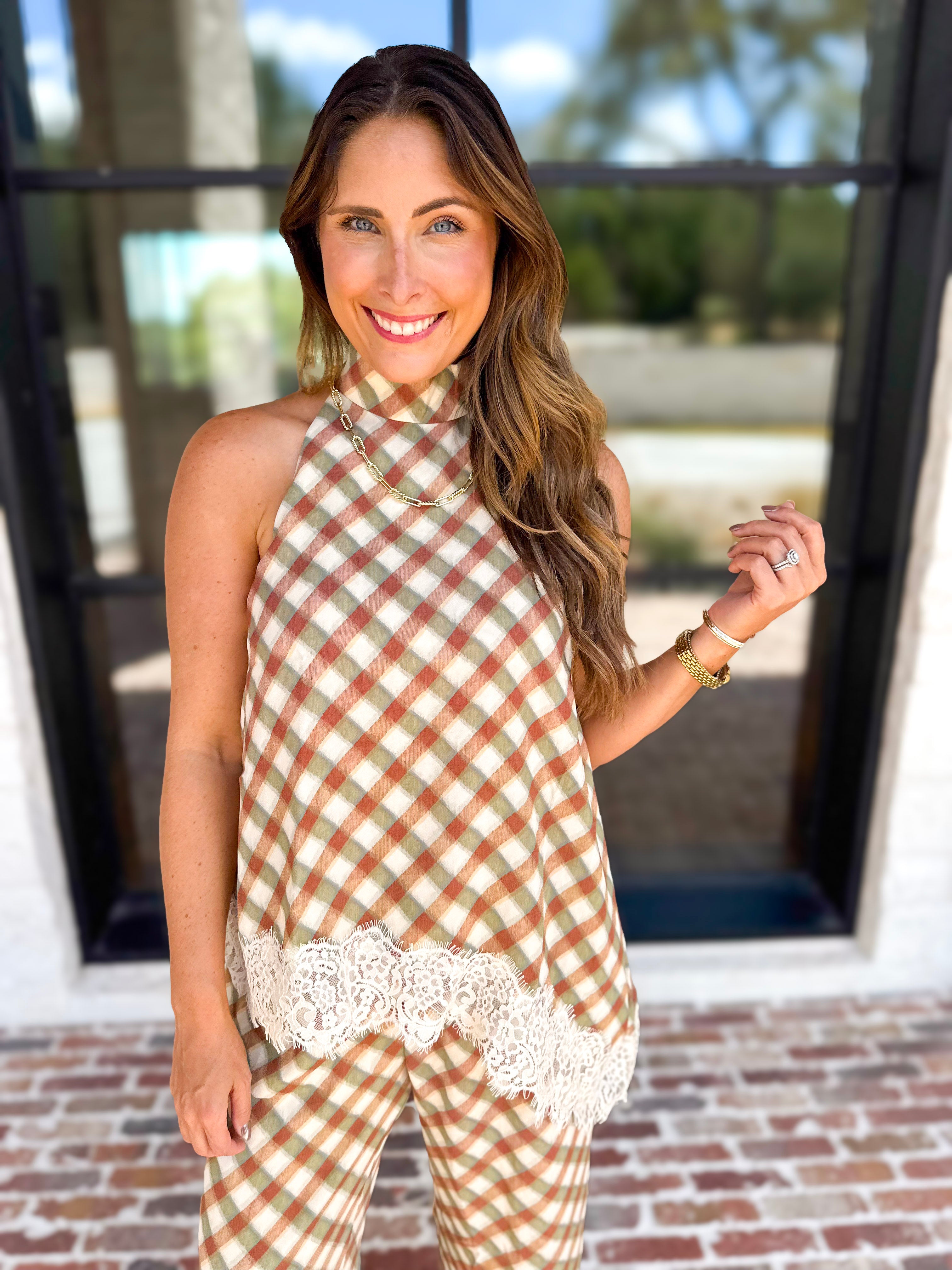 Spiced Lace Halter & Pant Set-500 Midi-ENTRO-July & June Women's Fashion Boutique Located in San Antonio, Texas
