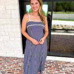 Bayside Navy Midi Dress-500 Midi-ENTRO-July & June Women's Fashion Boutique Located in San Antonio, Texas