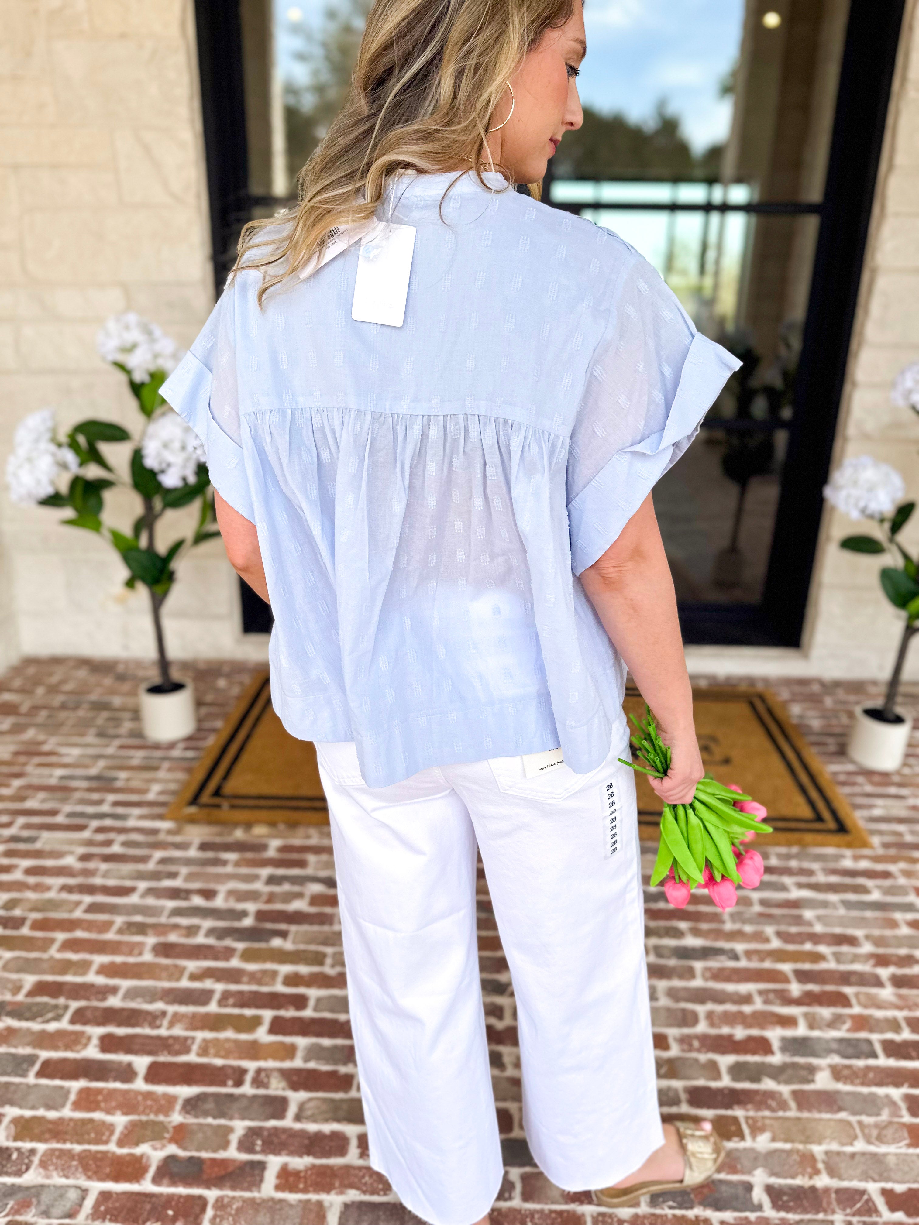 Sweet Blue Blouse-200 Fashion Blouses-FATE-July & June Women's Fashion Boutique Located in San Antonio, Texas