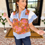THML - Neutral Garden Blouse-200 Fashion Blouses-THML-July & June Women's Fashion Boutique Located in San Antonio, Texas