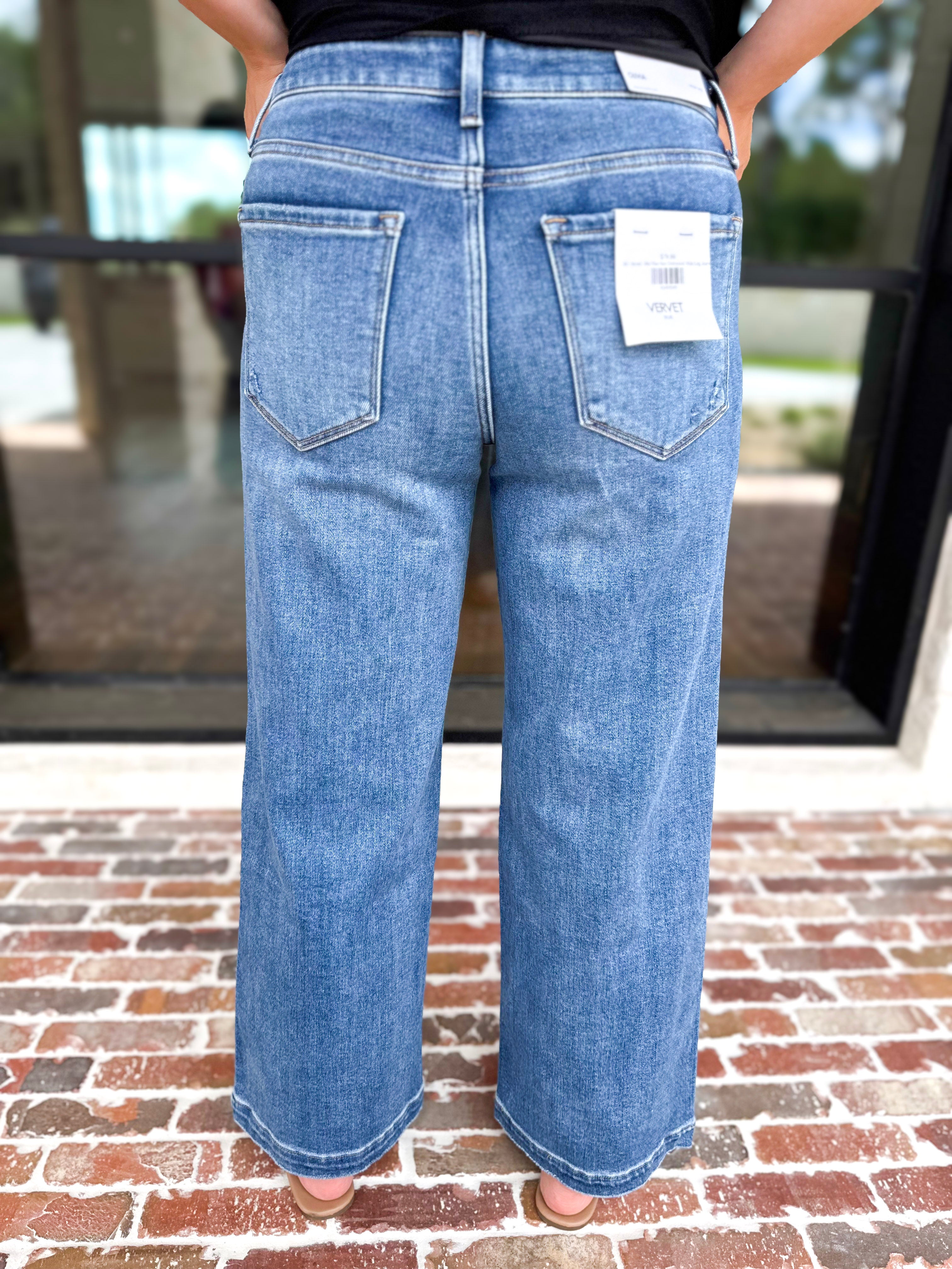 Vervet - High Rise Wide Trouser Style Jeans-400 Pants-VEVERT BY FLYING MONKEY-July & June Women's Fashion Boutique Located in San Antonio, Texas
