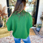 Cozy Collared Oversized Sweater Top - Green-230 Sweaters/Cardis-ENTRO-July & June Women's Fashion Boutique Located in San Antonio, Texas