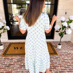 Mary Square - Eloise Lattice Blue Midi Dress-500 Midi-MARY SQUARE-July & June Women's Fashion Boutique Located in San Antonio, Texas