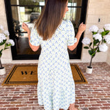 Mary Square - Eloise Lattice Blue Midi Dress-500 Midi-MARY SQUARE-July & June Women's Fashion Boutique Located in San Antonio, Texas