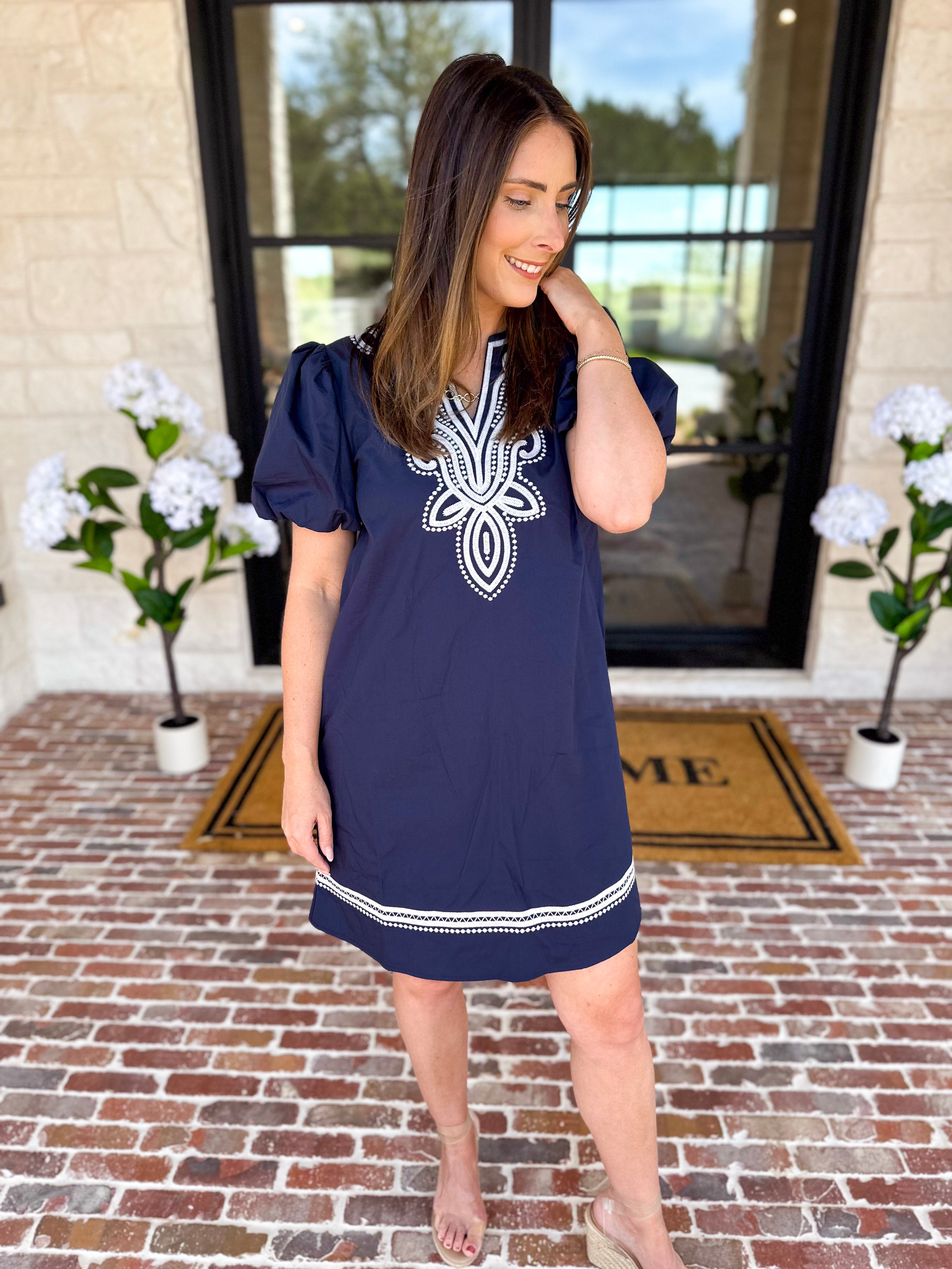 Navy Sails Mini Dress-510 Mini-JODIFL-July & June Women's Fashion Boutique Located in San Antonio, Texas