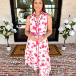 Vibrant Pink Floral Midi Dress-500 Midi-IN FEBRUARY-July & June Women's Fashion Boutique Located in San Antonio, Texas