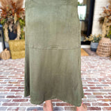 Suede Midi Skirt - Olive-410 Shorts/Skirts-STYLE USA-July & June Women's Fashion Boutique Located in San Antonio, Texas