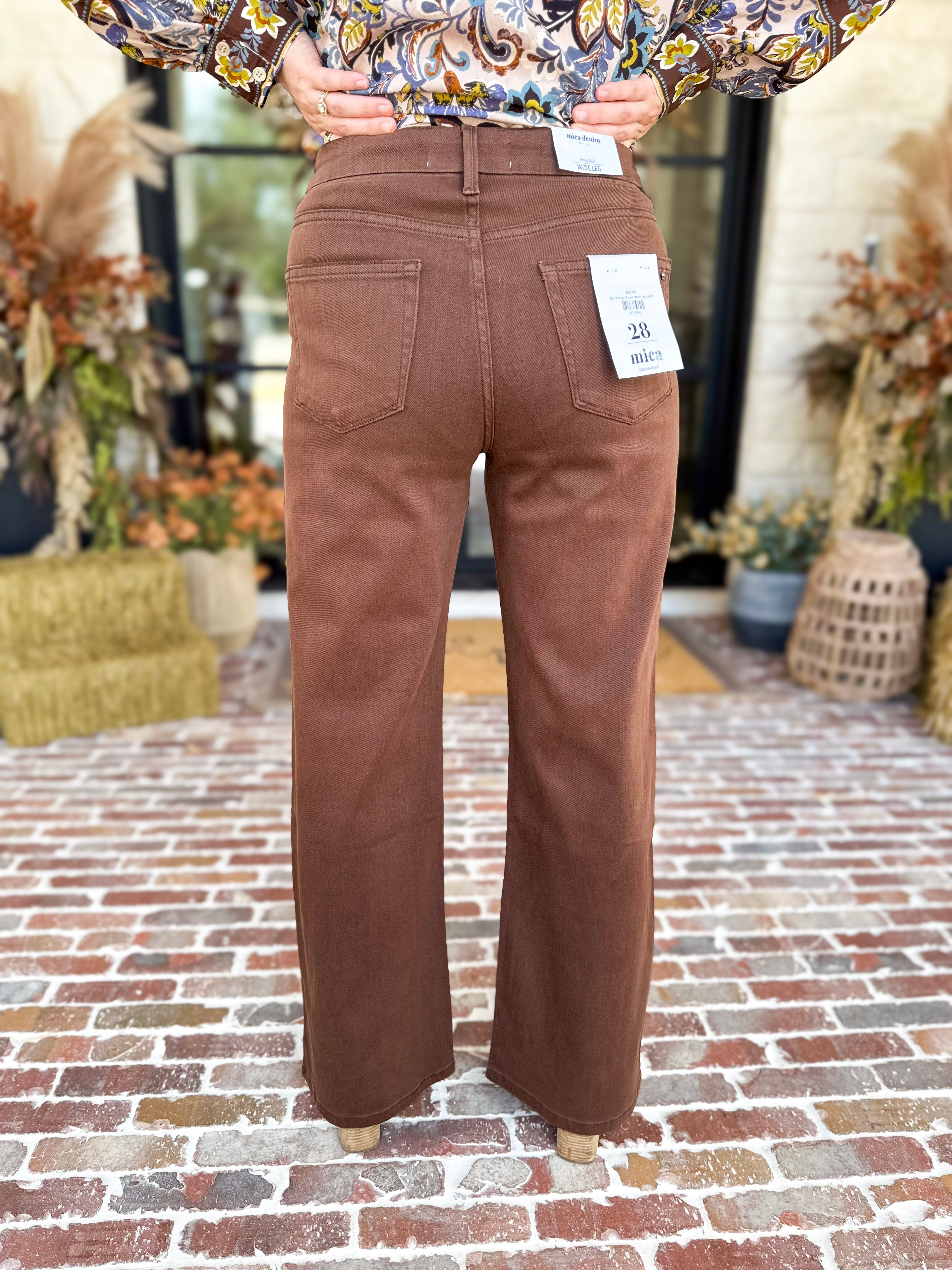Classic Wide Leg Jeans - Vintage Brown-420 Denim-MICA-July & June Women's Fashion Boutique Located in San Antonio, Texas