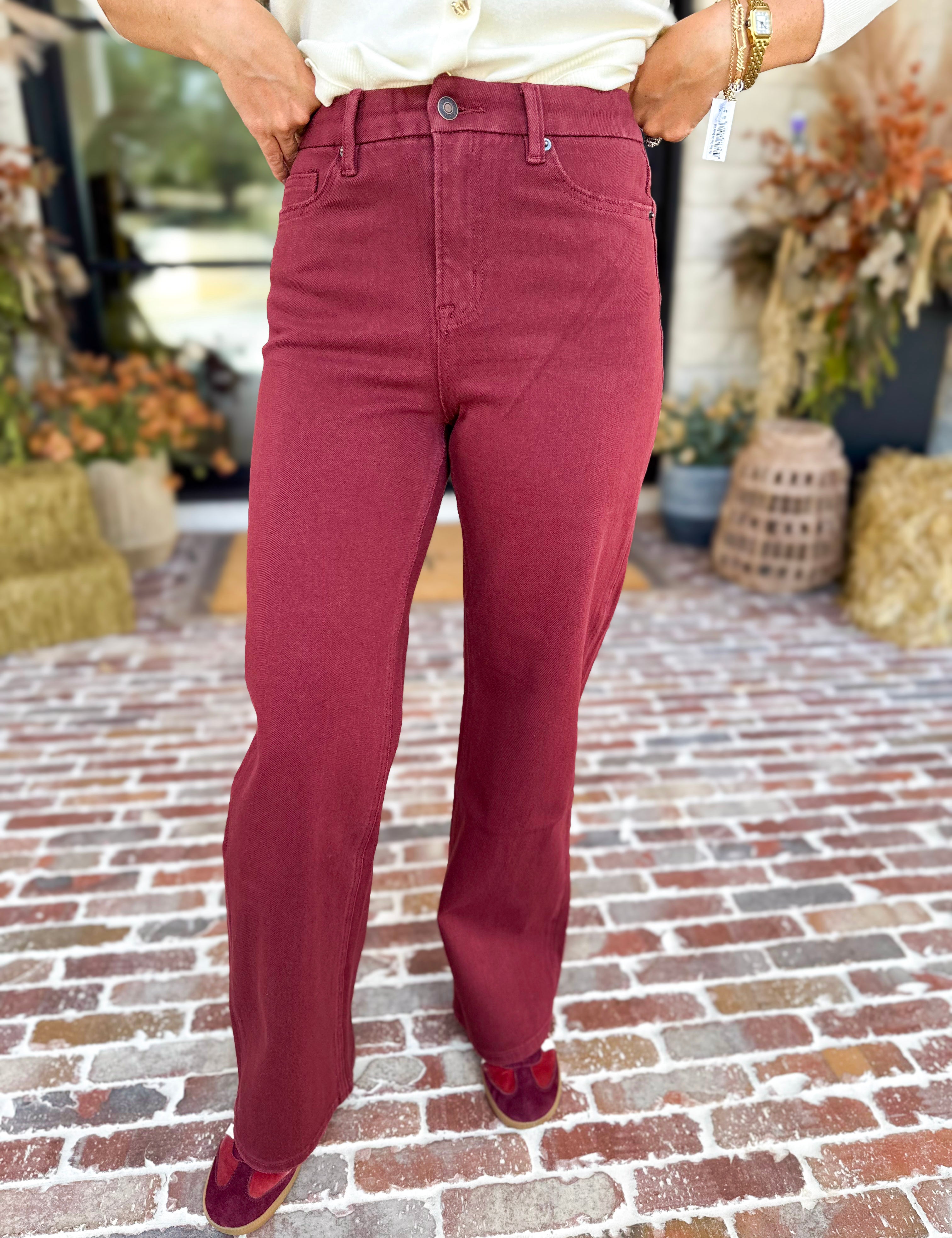 Classic Wide Leg Jeans - Crimson-420 Denim-MICA-July & June Women's Fashion Boutique Located in San Antonio, Texas