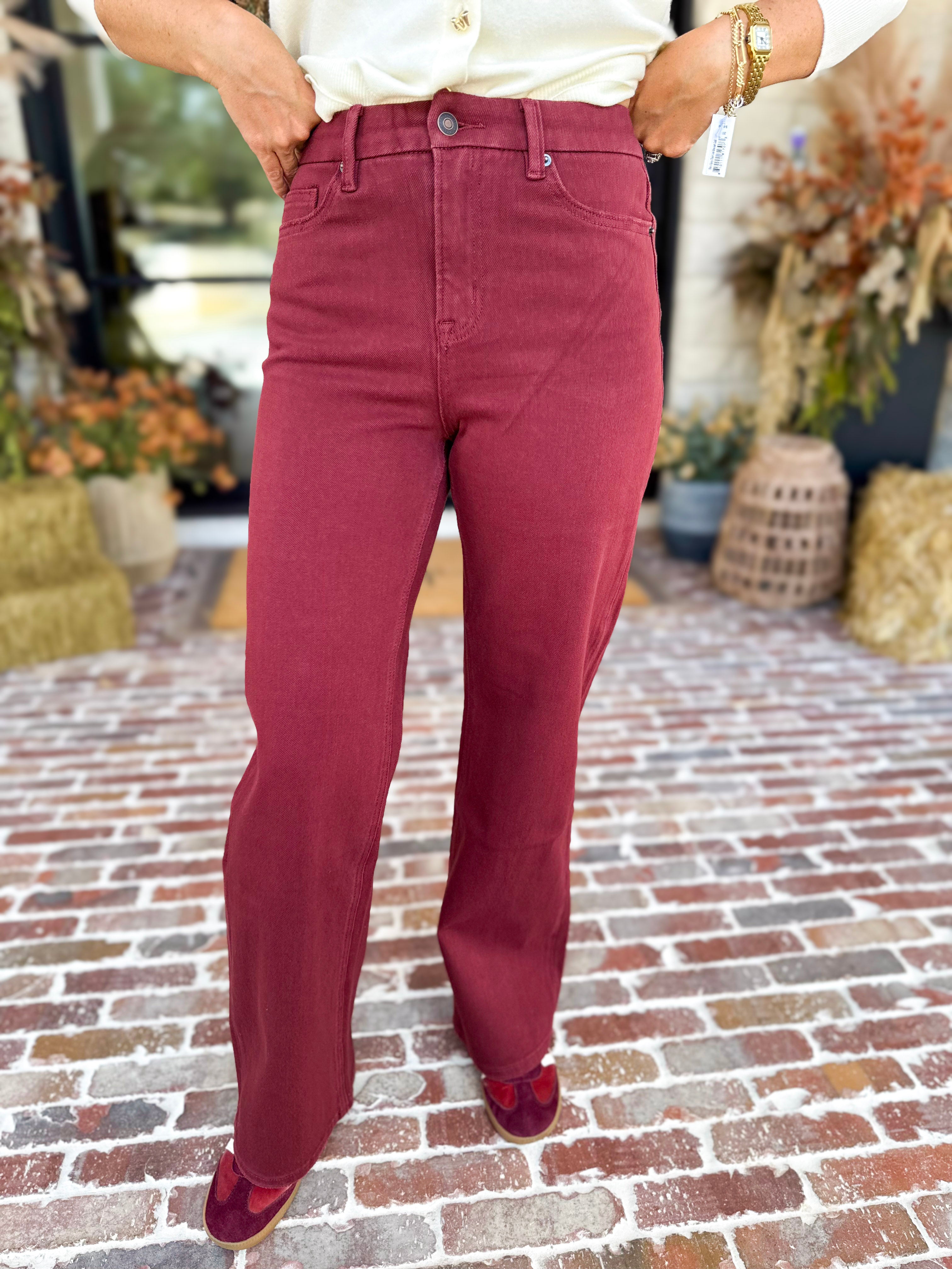 Classic Wide Leg Jeans - Crimson-420 Denim-MICA-July & June Women's Fashion Boutique Located in San Antonio, Texas