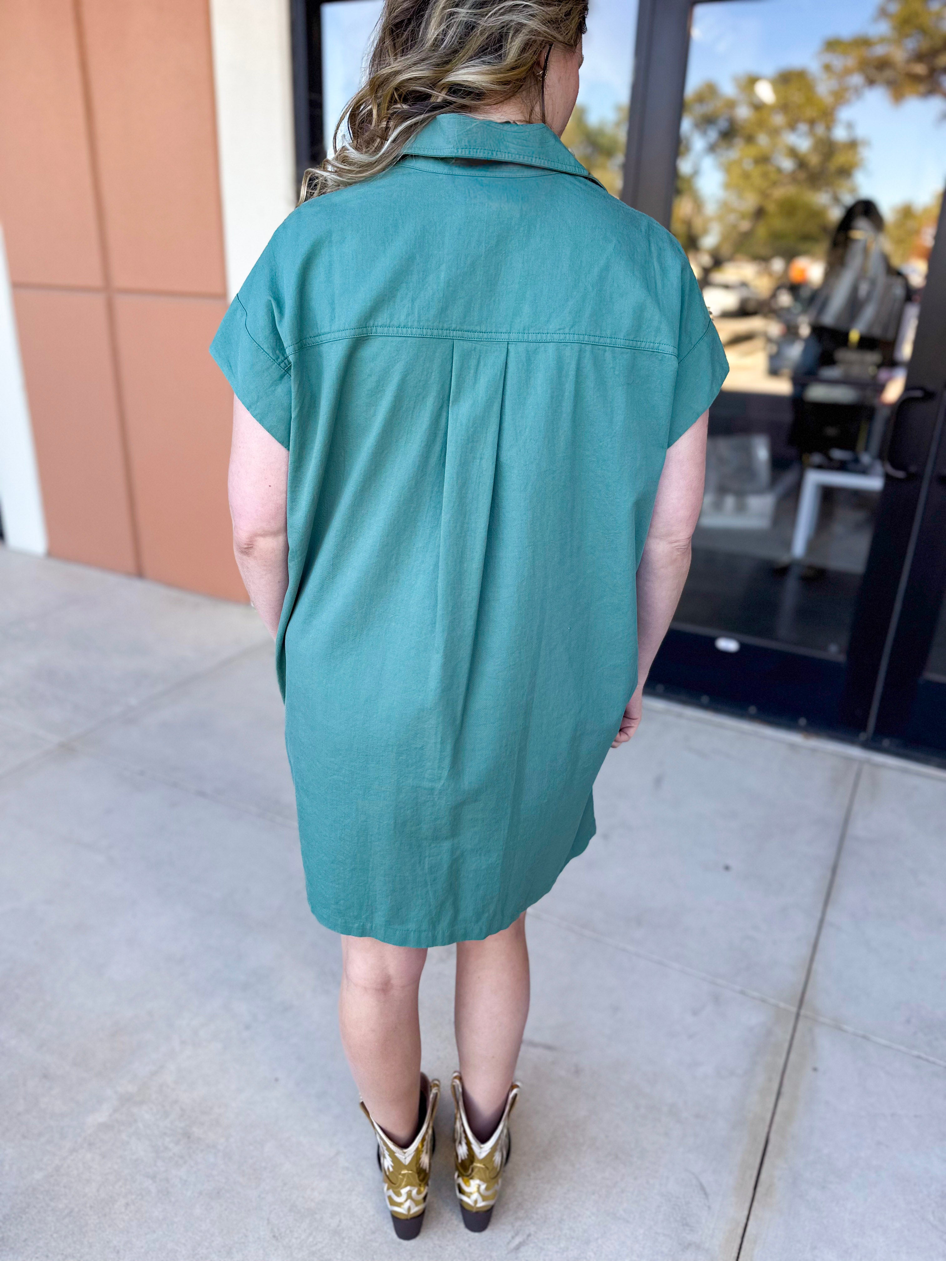 Go-To Utility Mini Dress - Green-510 Mini-IN FEBRUARY-July & June Women's Fashion Boutique Located in San Antonio, Texas