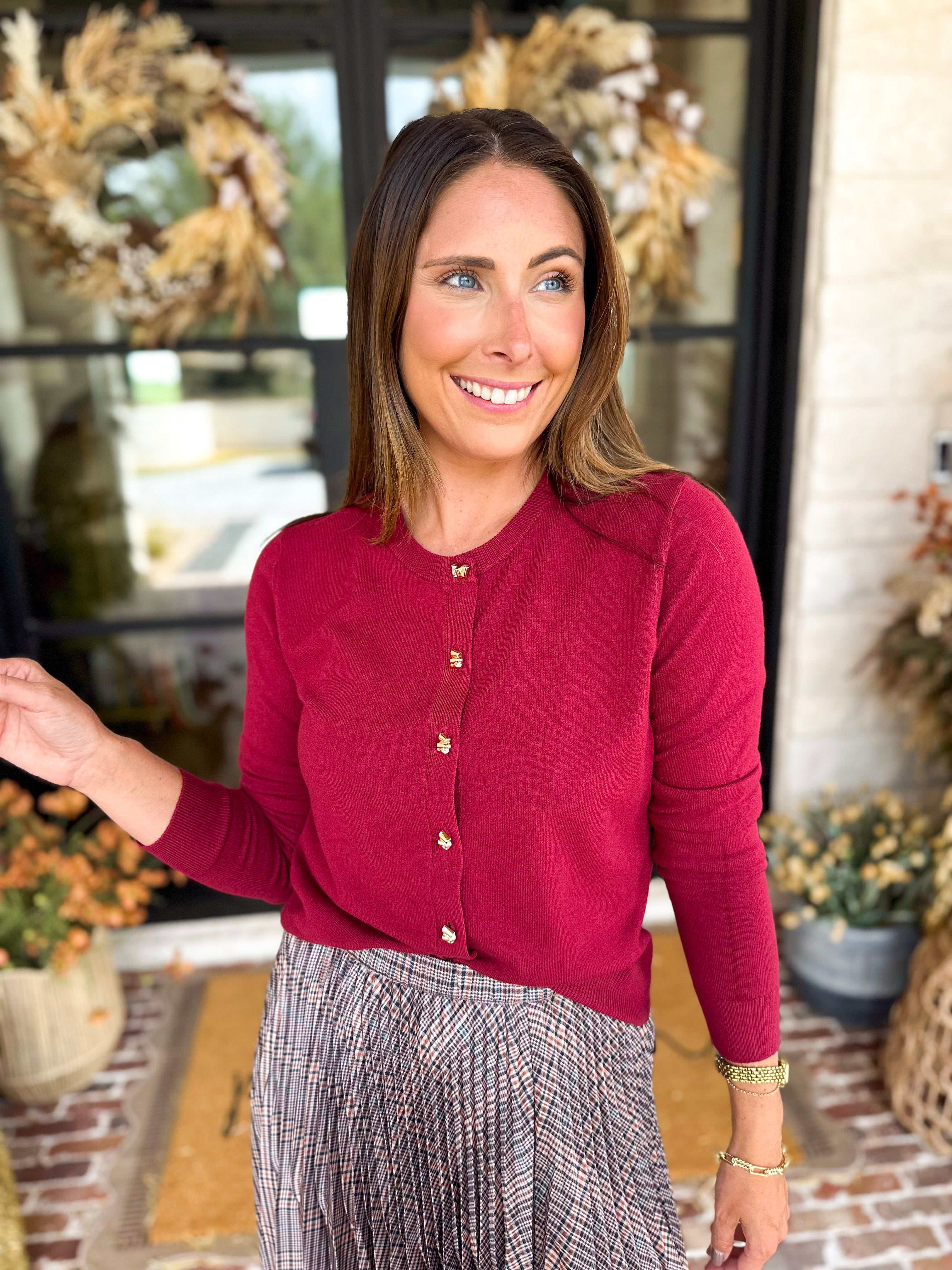 The Forever Favorite Cardigan - Burgundy-230 Sweaters/Cardis-SKIES ARE BLUE-July & June Women's Fashion Boutique Located in San Antonio, Texas