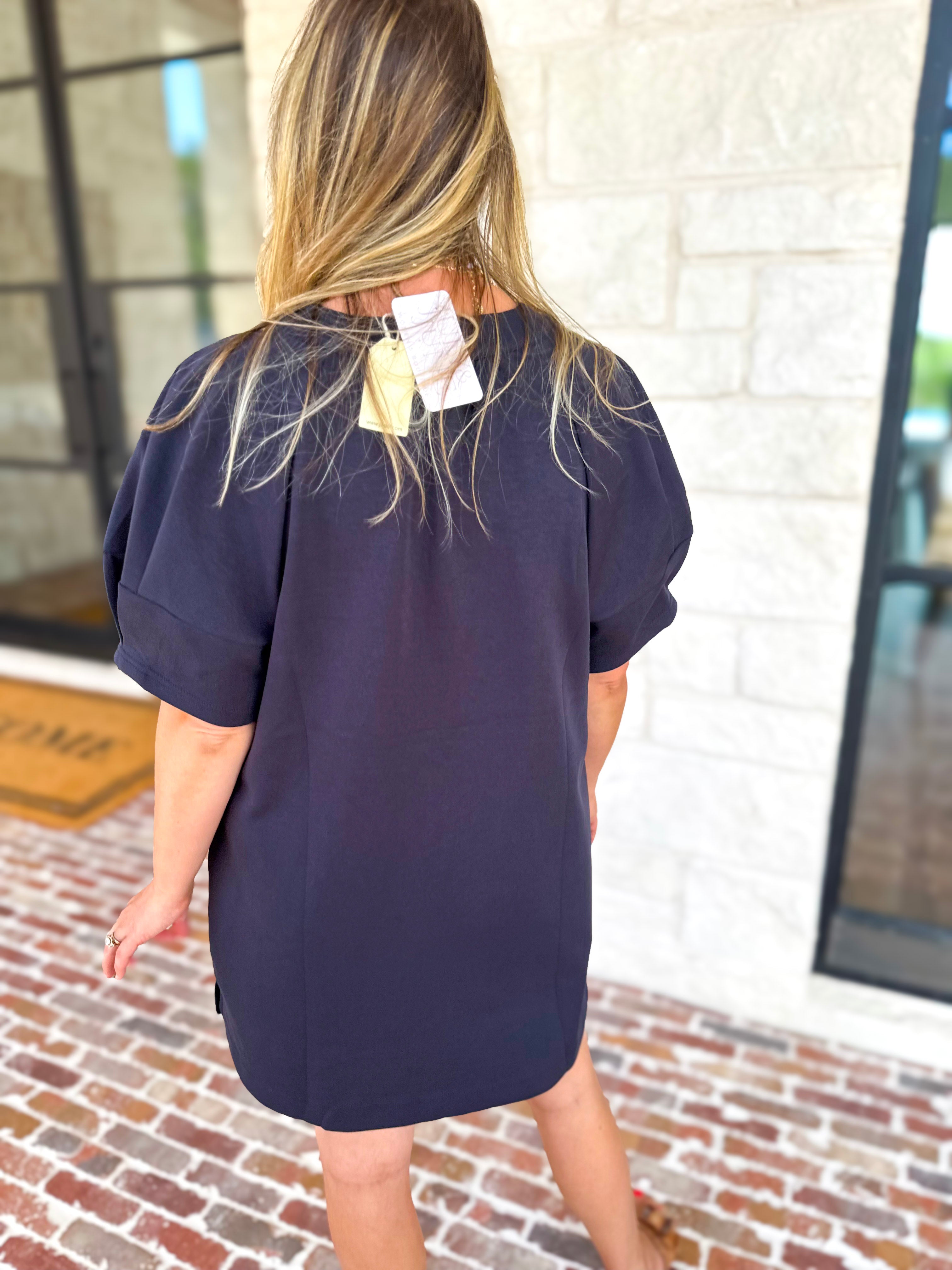 Comfy & Classy Navy Mini Dress-510 Mini-JODIFL-July & June Women's Fashion Boutique Located in San Antonio, Texas