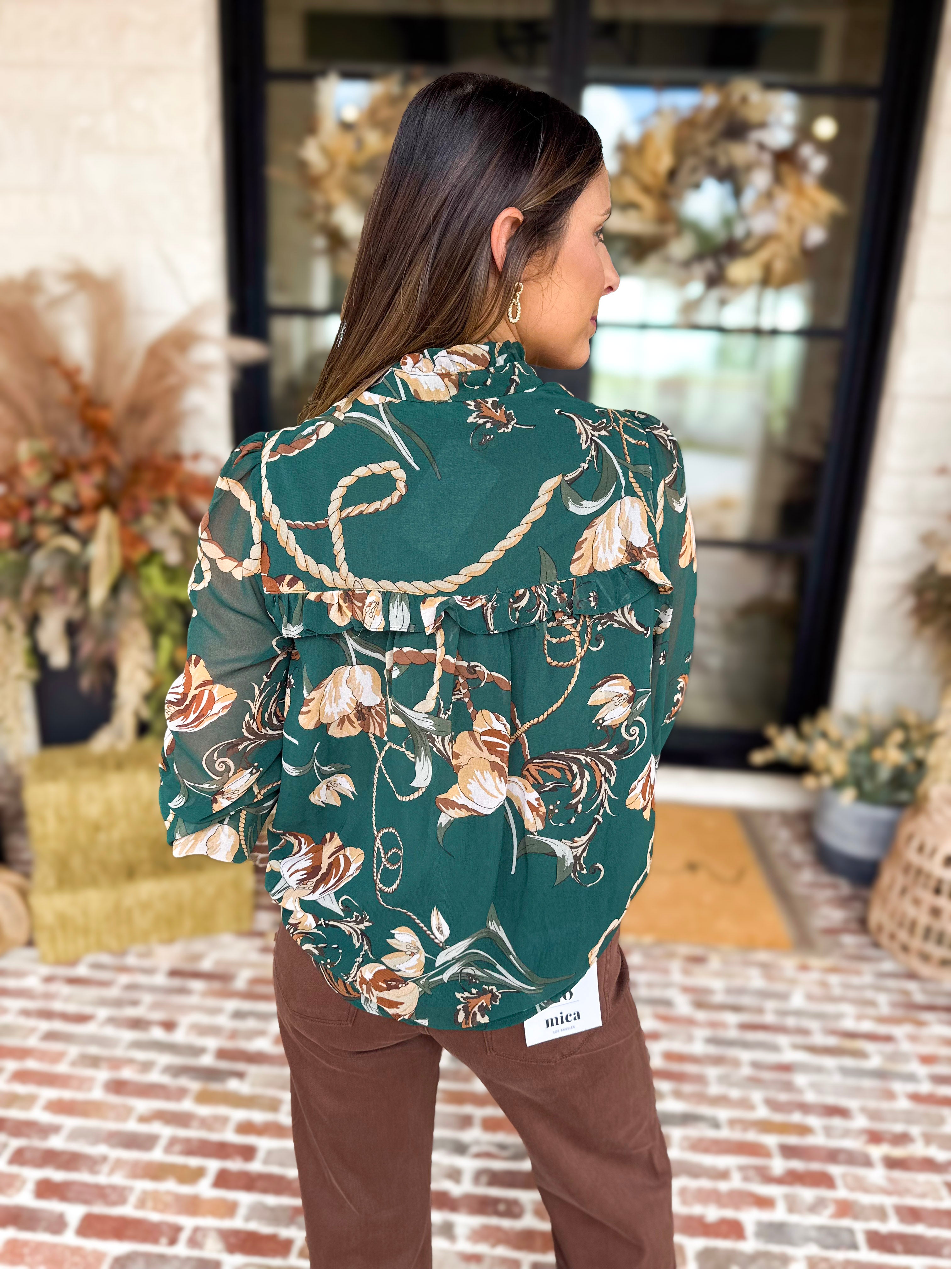 Evergreen Charm Blouse-200 Fashion Blouses-FATE-July & June Women's Fashion Boutique Located in San Antonio, Texas
