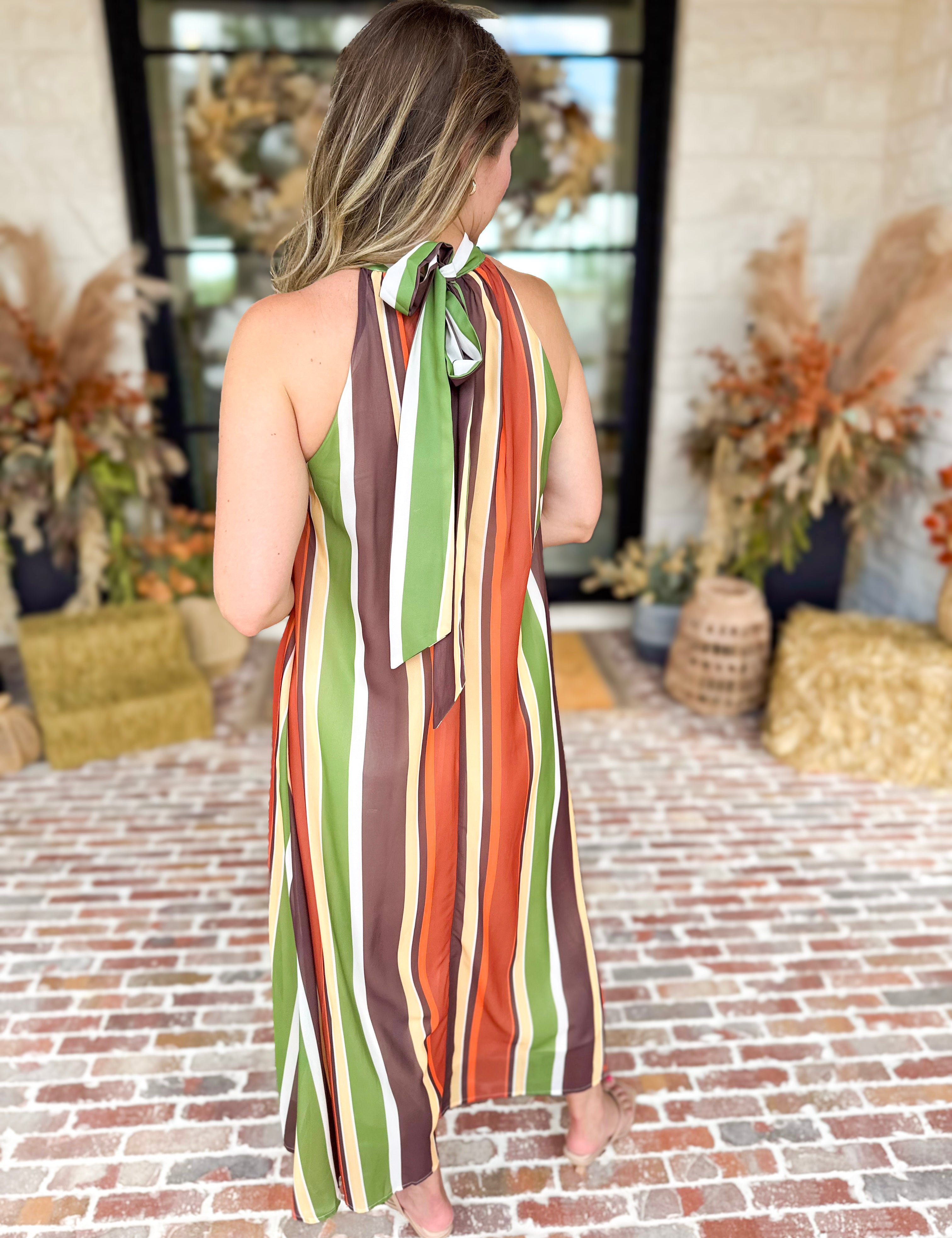 Golden Skies Halter Midi Dress-500 Midi-TCEC-July & June Women's Fashion Boutique Located in San Antonio, Texas