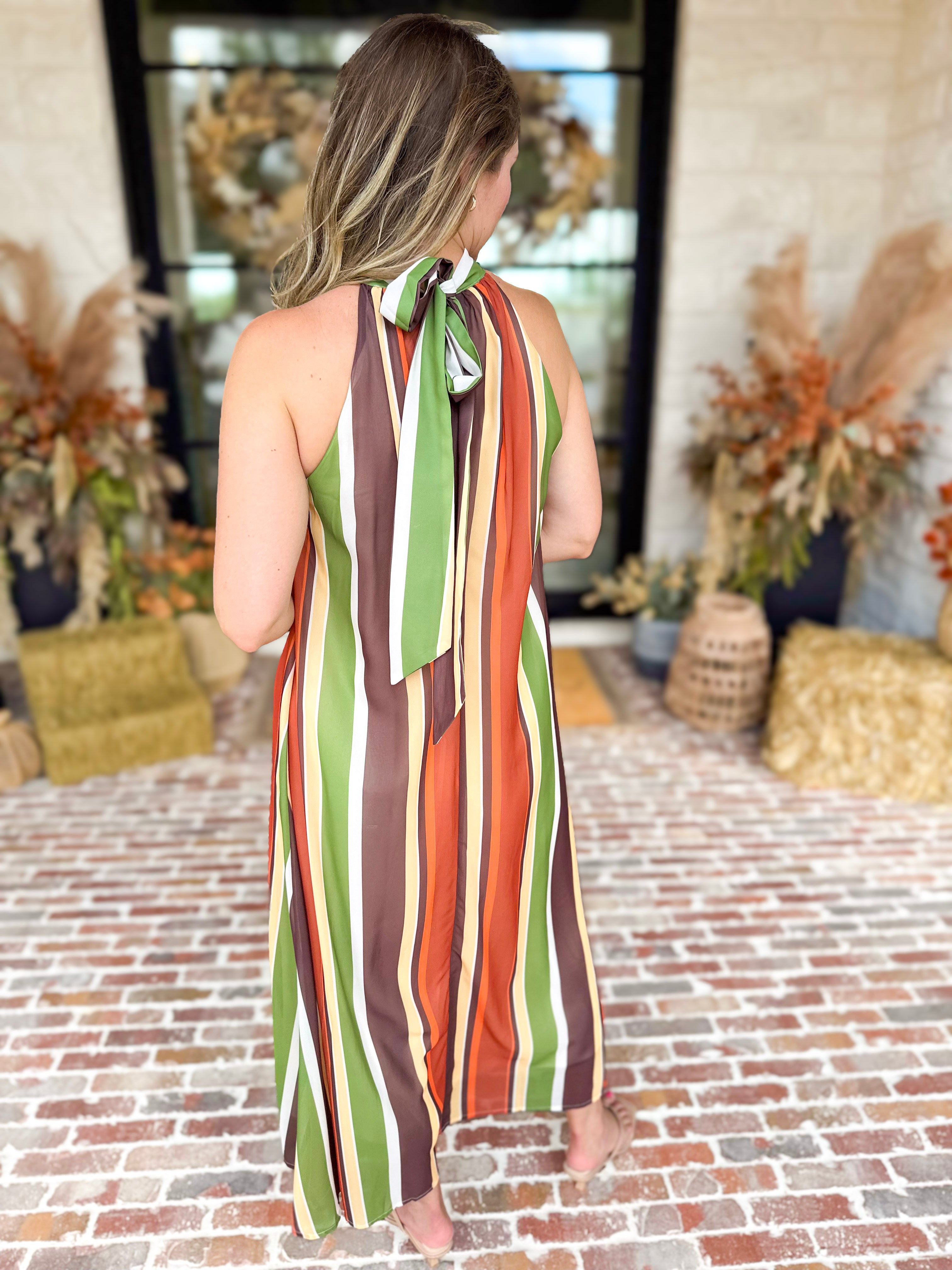 Golden Skies Halter Midi Dress-500 Midi-TCEC-July & June Women's Fashion Boutique Located in San Antonio, Texas