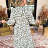 Mary Square - Sage Floral Flowy Midi Dress-500 Midi-MARY SQUARE-July & June Women's Fashion Boutique Located in San Antonio, Texas