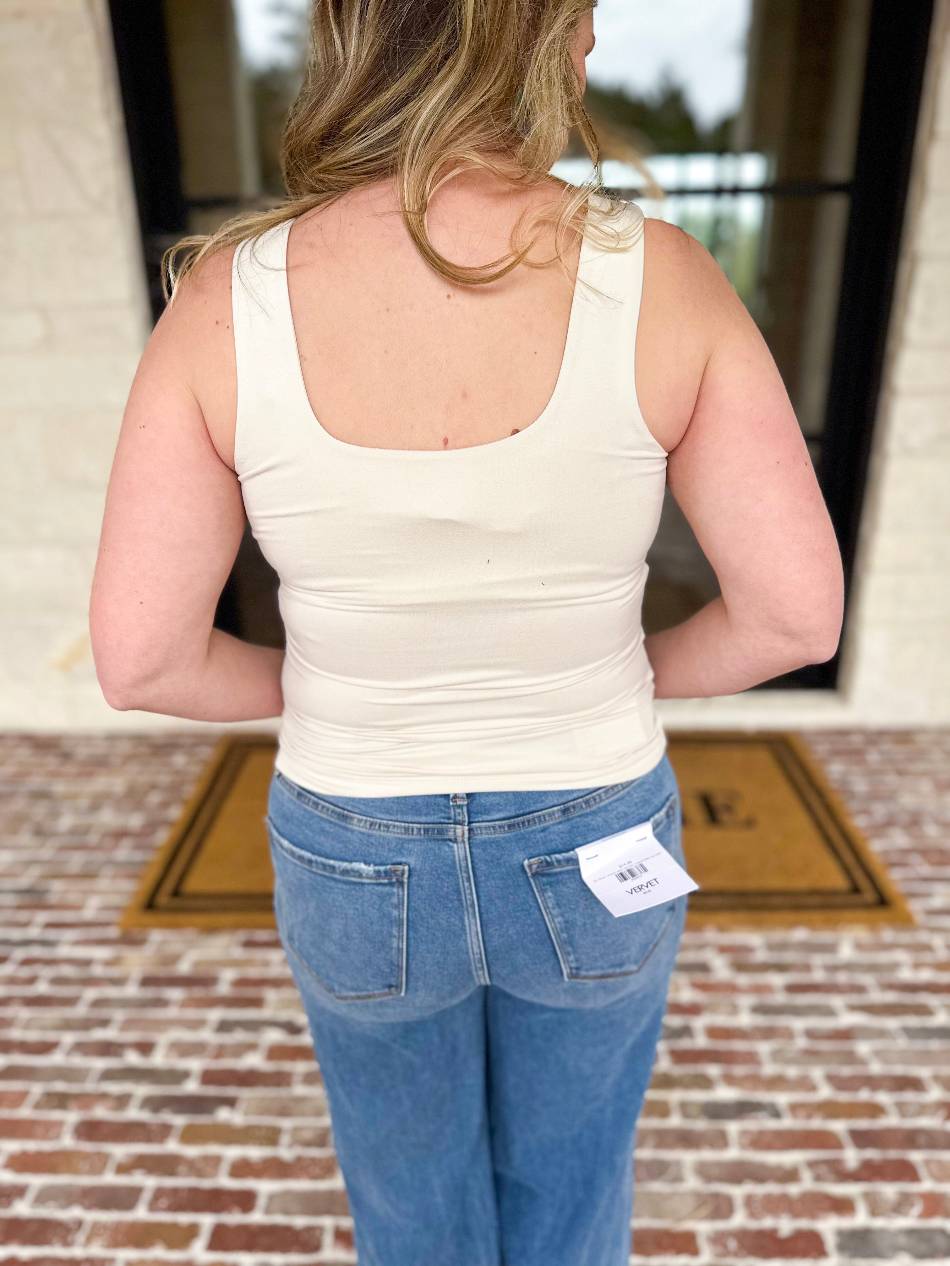 The Essential Square Neck Tank - Bone-220 Basic Tops-RAE MODE-July & June Women's Fashion Boutique Located in San Antonio, Texas