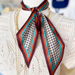 Satin Twilly - Chocolate Herringbone-130 Accessories-July & June Women's Boutique-July & June Women's Fashion Boutique Located in San Antonio, Texas
