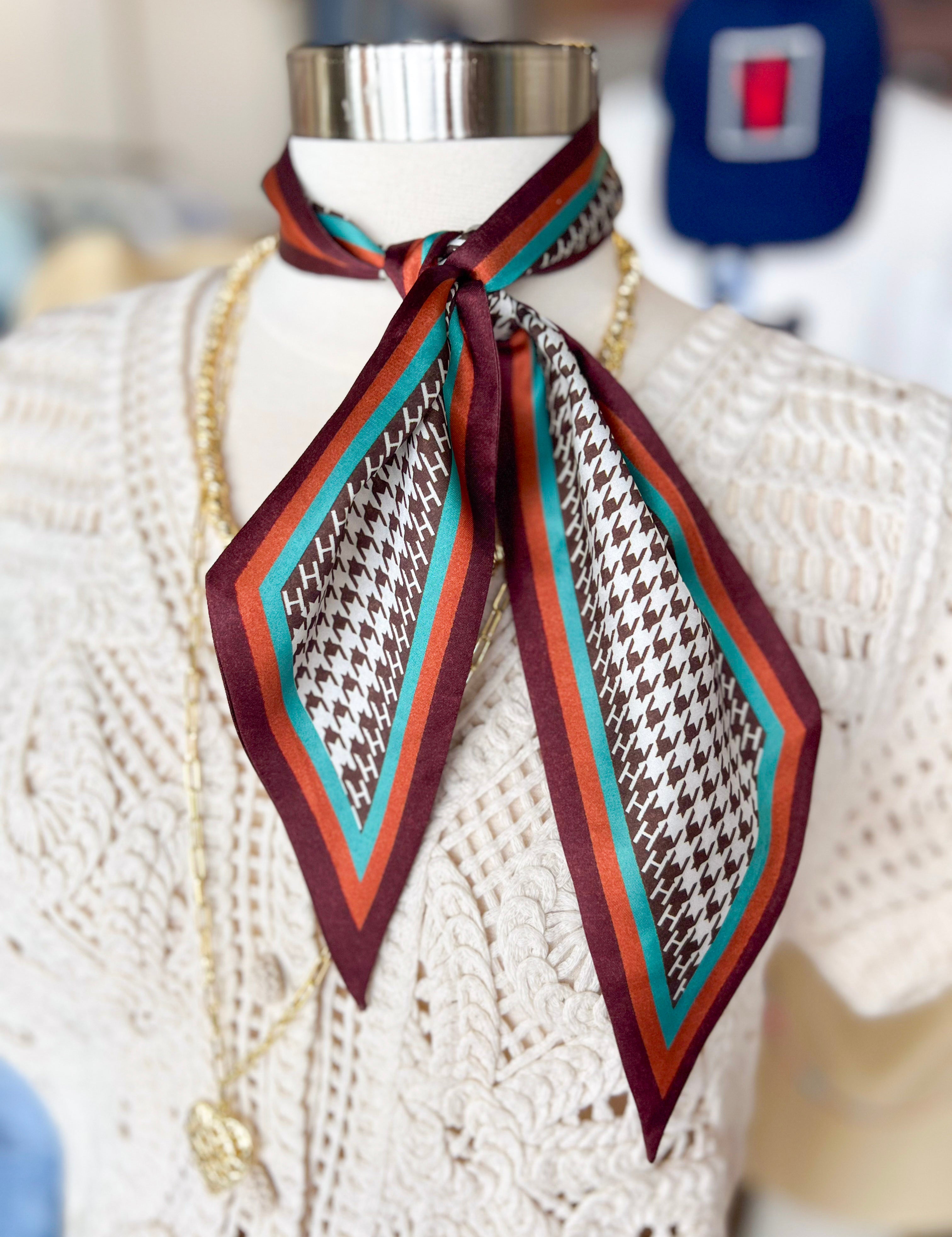 Satin Twilly - Chocolate Herringbone-130 Accessories-July & June Women's Boutique-July & June Women's Fashion Boutique Located in San Antonio, Texas