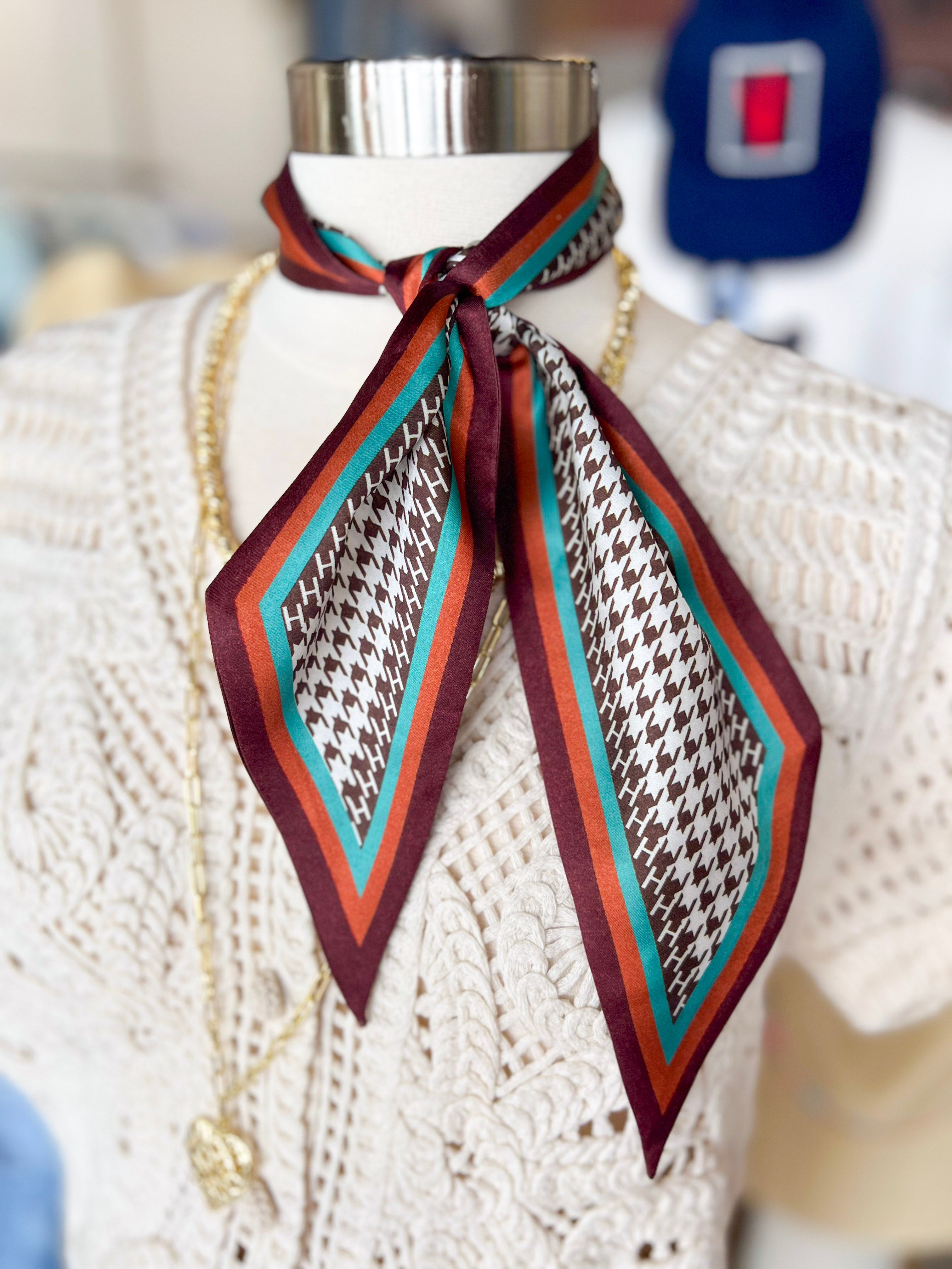 Satin Twilly - Chocolate Herringbone-130 Accessories-July & June Women's Boutique-July & June Women's Fashion Boutique Located in San Antonio, Texas
