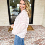 Comfy Coastal Button Down - Pink-200 Fashion Blouses-IN FEBRUARY-July & June Women's Fashion Boutique Located in San Antonio, Texas