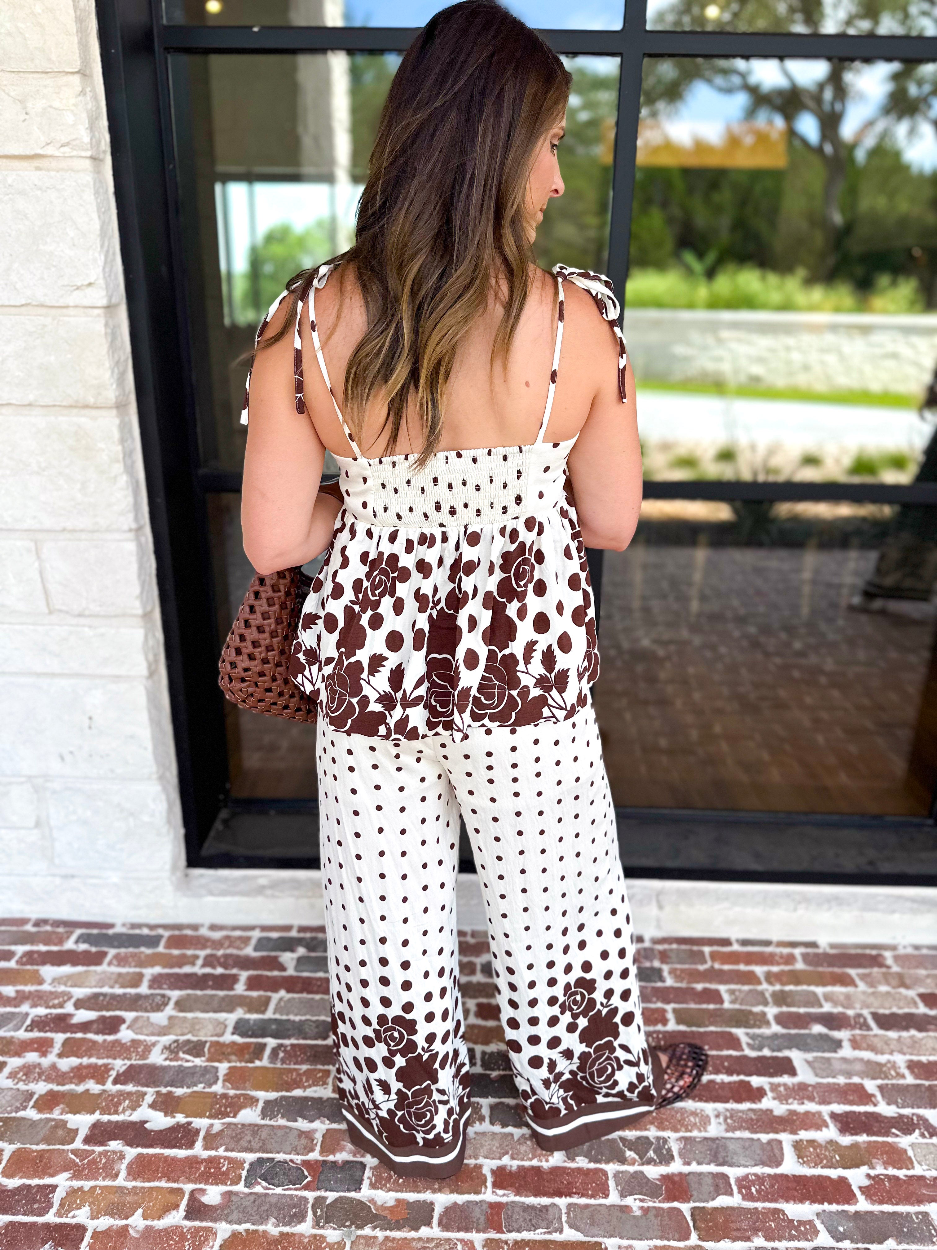 Polka Dot & Floral Set - Latte-500 Midi-ENTRO-July & June Women's Fashion Boutique Located in San Antonio, Texas