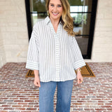 Comfy Coastal Button Down - Sage-200 Fashion Blouses-IN FEBRUARY-July & June Women's Fashion Boutique Located in San Antonio, Texas