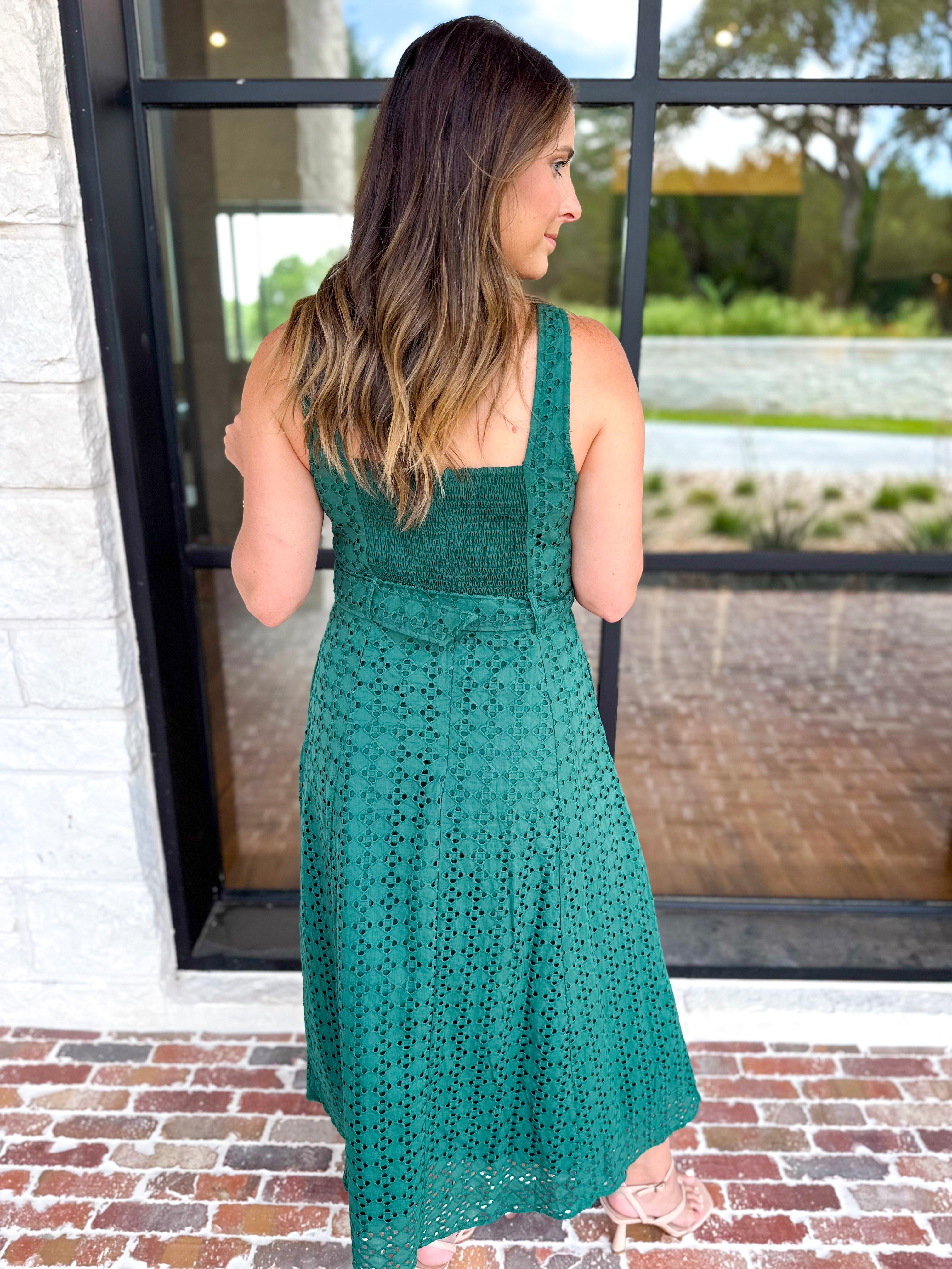 The Social Hour Midi Dress - Hunter Green-500 Midi-ENTRO-July & June Women's Fashion Boutique Located in San Antonio, Texas