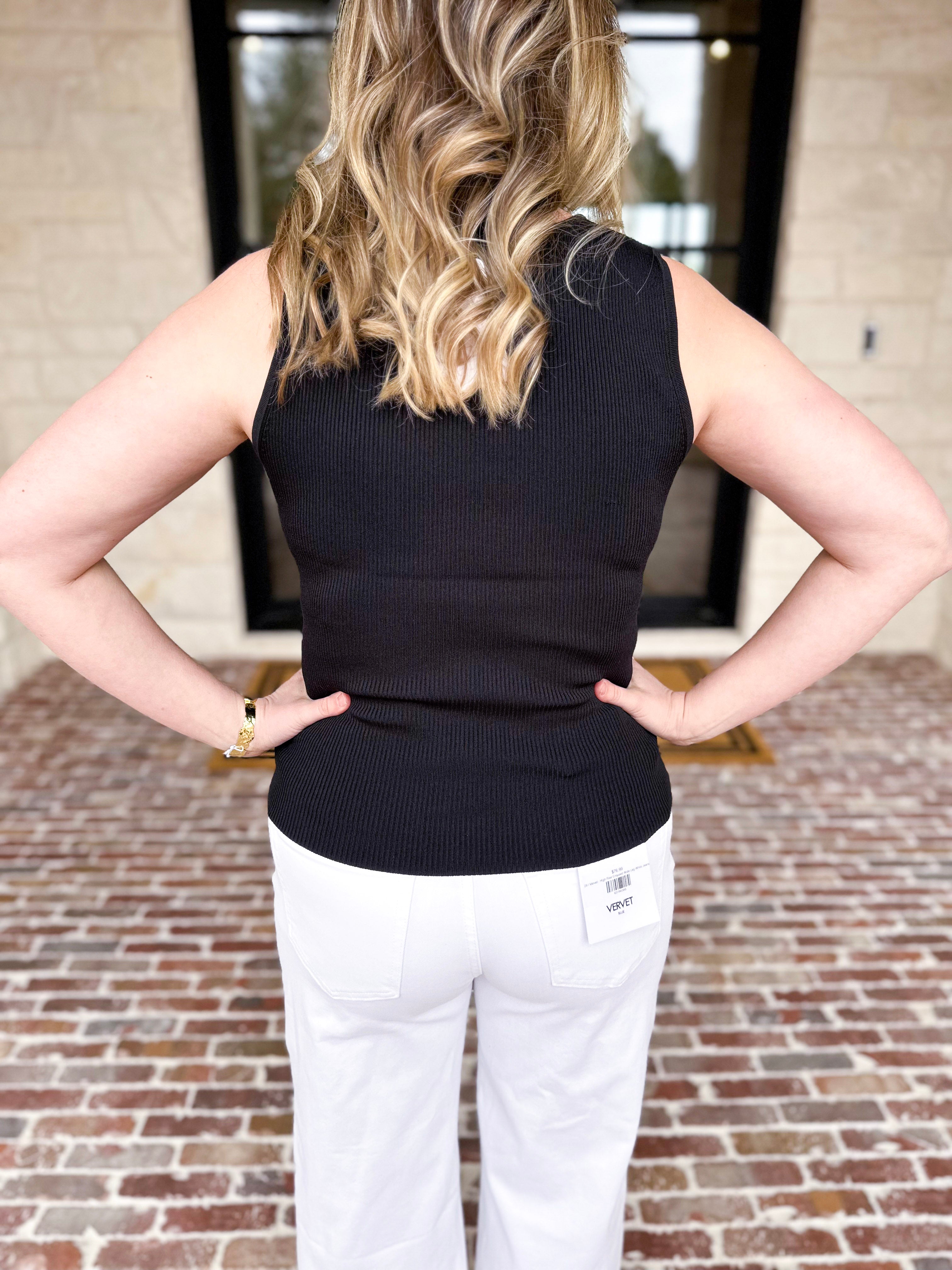 Current Air - Elegant Knit Tank - Black-200 Fashion Blouses-CURRENT AIR CLOTHING-July & June Women's Fashion Boutique Located in San Antonio, Texas