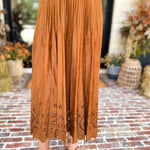 Current Air - Chestnut Fleur Suede Midi Skirt-410 Shorts/Skirts-CURRENT AIR CLOTHING-July & June Women's Fashion Boutique Located in San Antonio, Texas