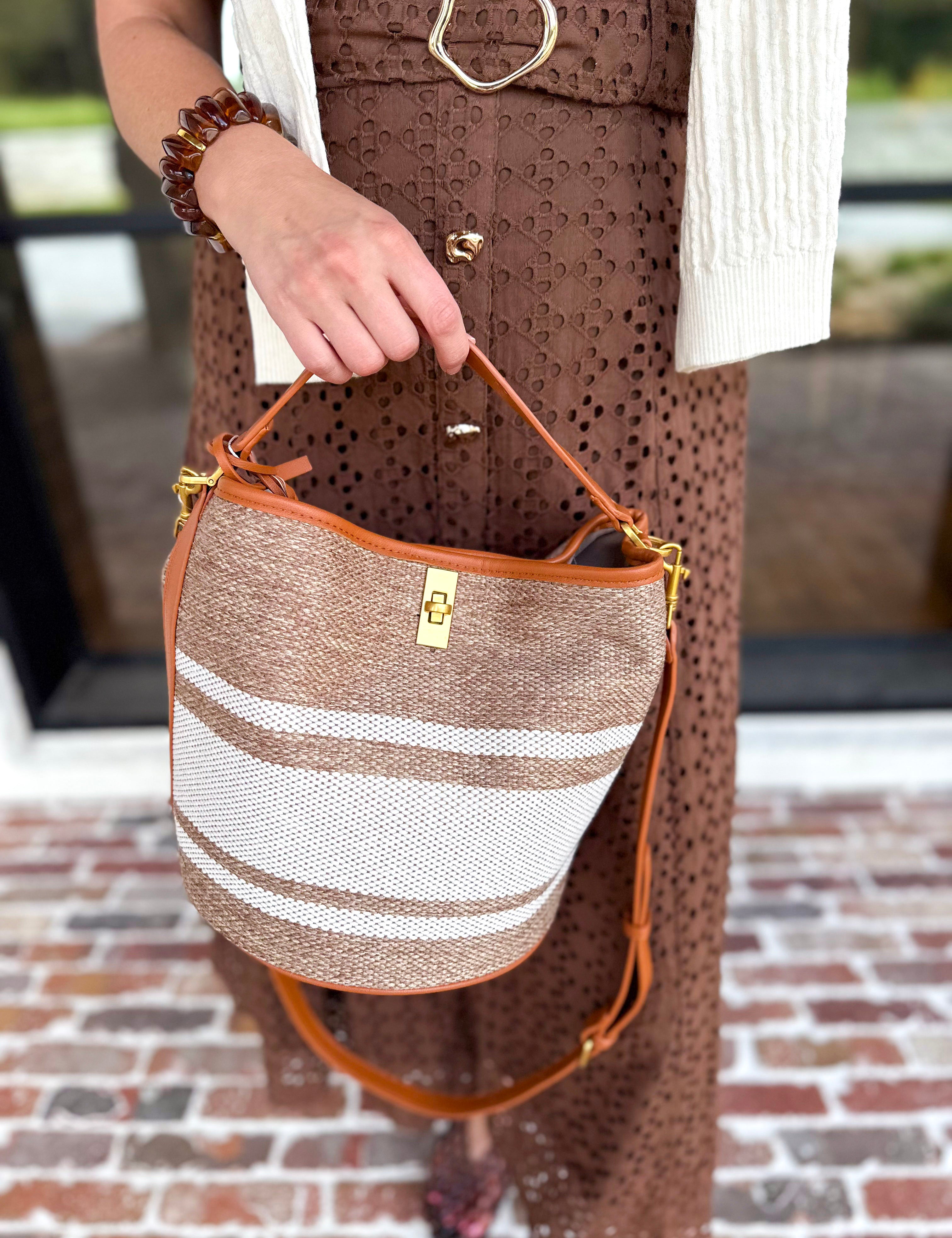 Mocha & Cream Bucket Bag-130 ACCESSORIES-Moda Luxe-July & June Women's Fashion Boutique Located in San Antonio, Texas